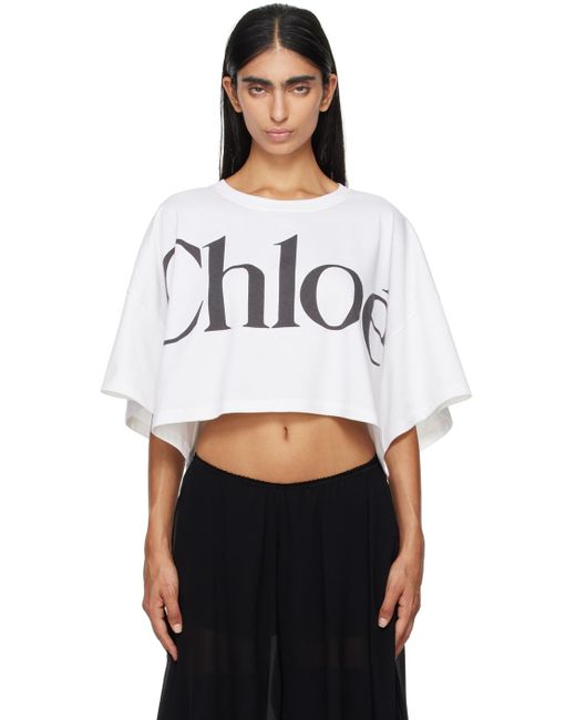 Chloé White Cropped Boxy T-Shirt