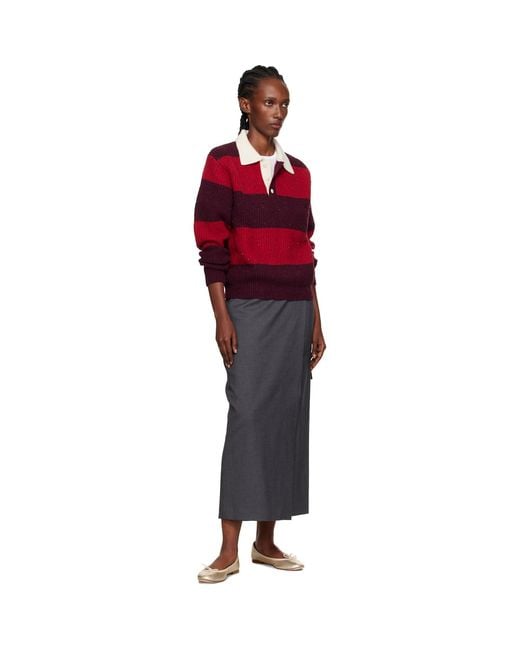 DUNST Red Burgundy Chunky Rugby Polo