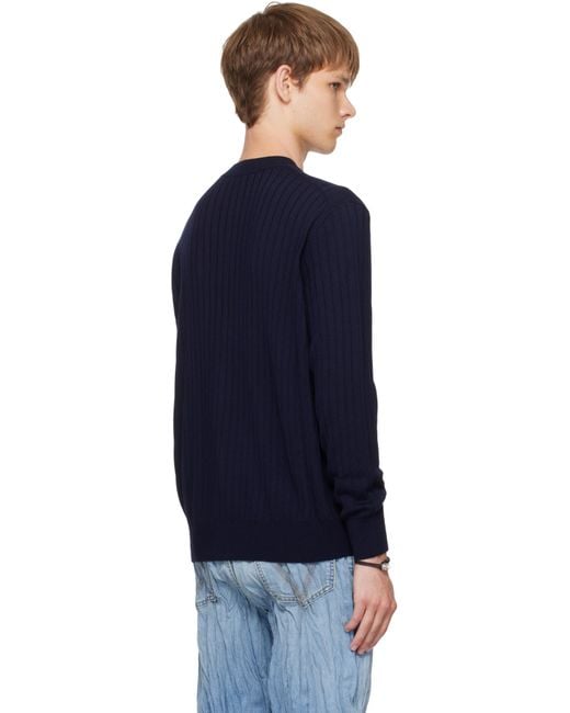 Bottega Veneta Blue Wool Rib Cardigan for men