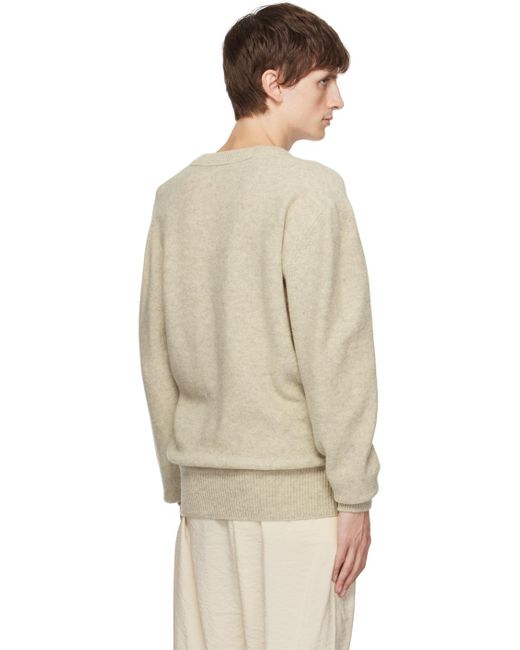 Lemaire Natural Beige V-neck Sweater for men