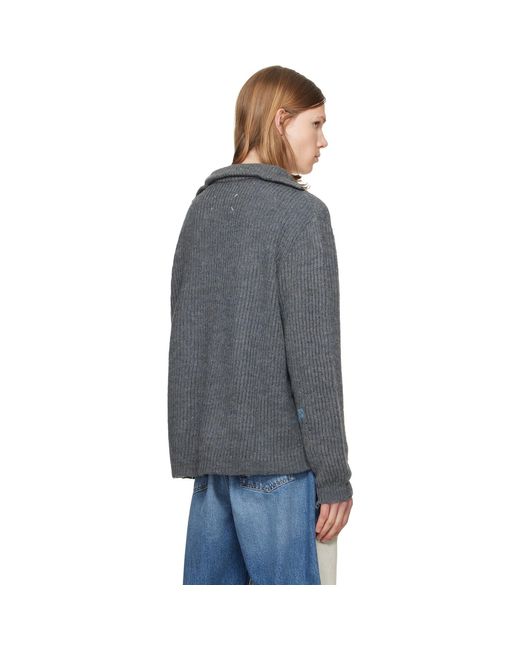 Maison Margiela Gray Mended Ribbed Sweater for men