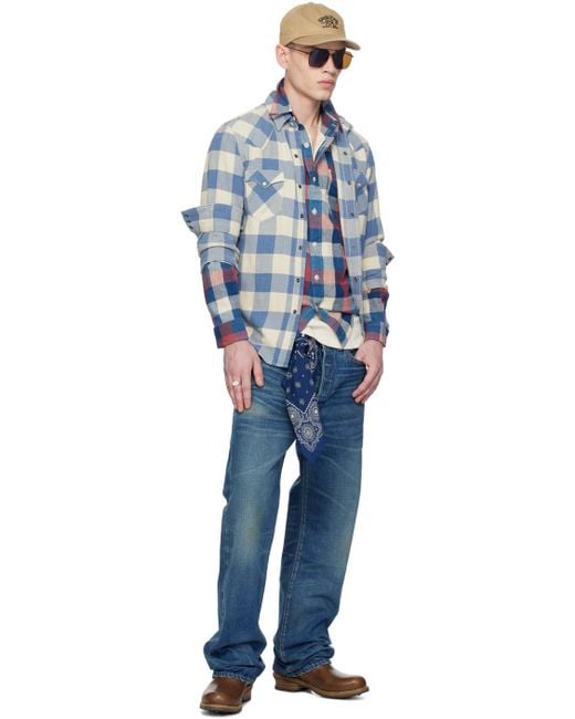 RRL Blue Indigo Five-pocket Jeans for men