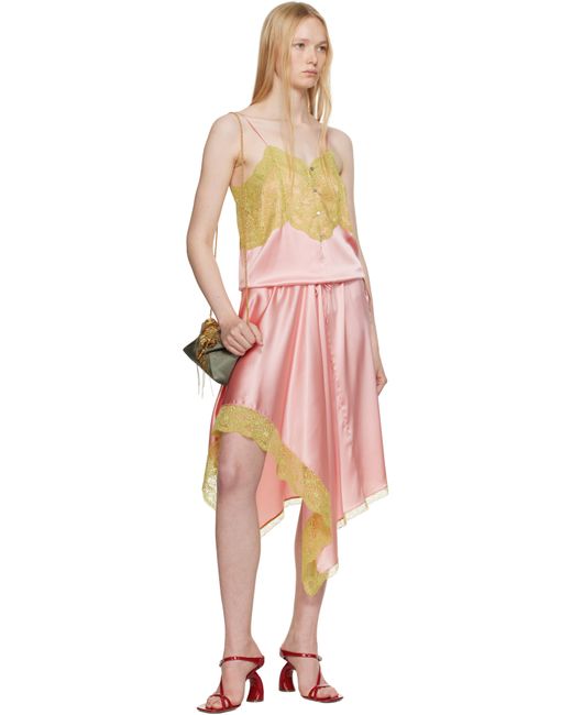 Dries Van Noten ピンク＆グリーン レース キャミソール Pink