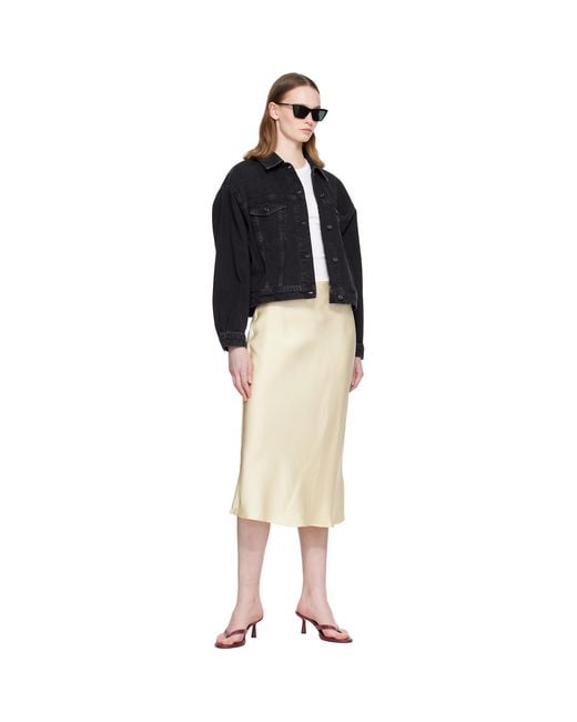 Anine Bing Natural Bar Silk Midi Skirt
