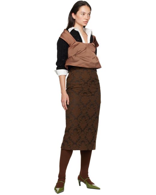 ShuShu/Tong Brown Straight Fitted Midi Skirt