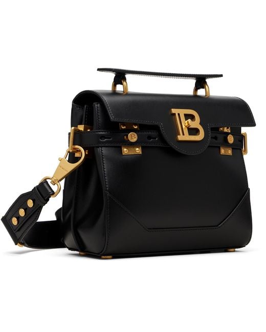 Balmain Black Smooth Leather B-Buzz 23 Bag