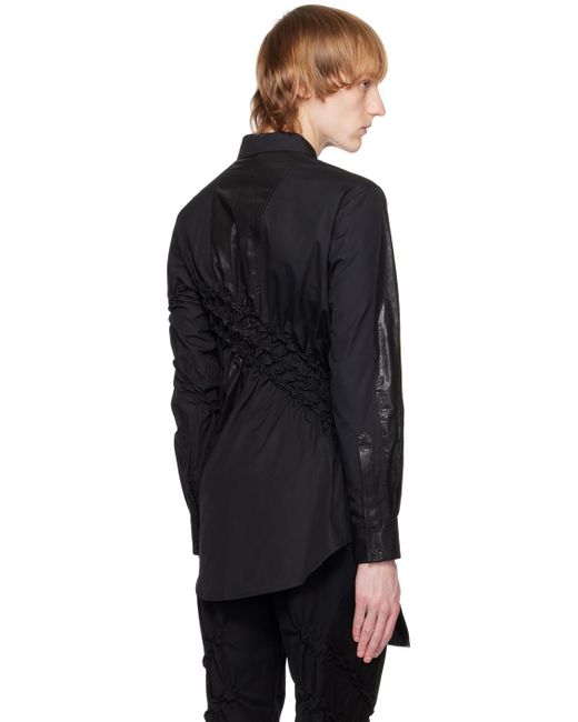 メンズ PONDER.ER ブラック スモッキング シャツ Black