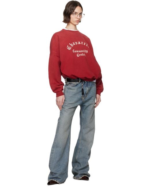 Willy Chavarria レッド 'Community Center' Hooligan クルーネック スウェットシャツ Red