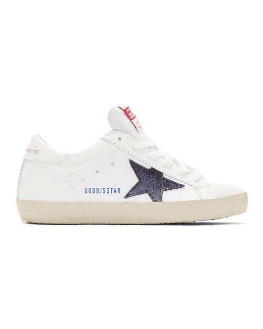 Golden Goose Deluxe Brand White And Navy Clean Superstar Sneakers