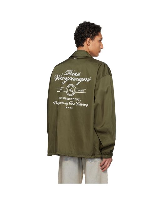 Wooyoungmi Green Khaki Nylon Coach Jacket for men