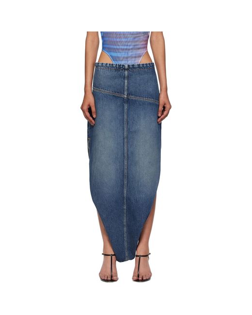 Jean Paul Gaultier Blue Internal Beltzipped Opening Denim Maxi Skirt