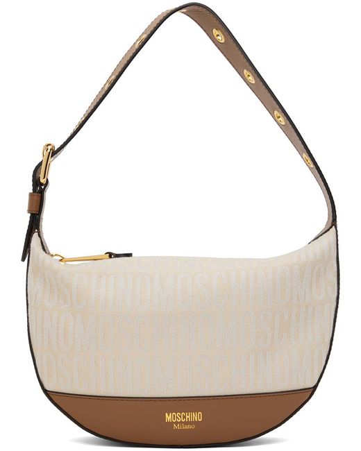 Moschino Multicolor Off-white & Tan Logo Shoulder Bag