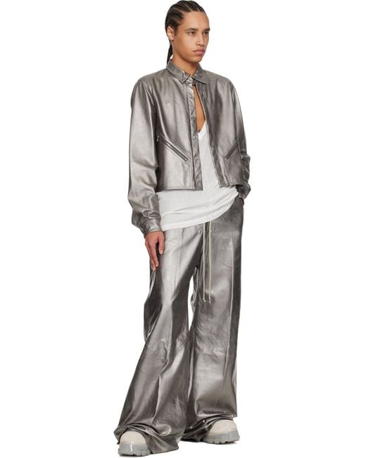 メンズ Rick Owens ガンメタル Hollywood Tour Alice レザージャケット Gray