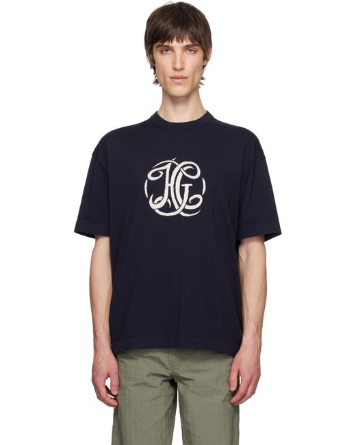 Givenchy Blue Knit 'Hg' Jacquard T-Shirt for men