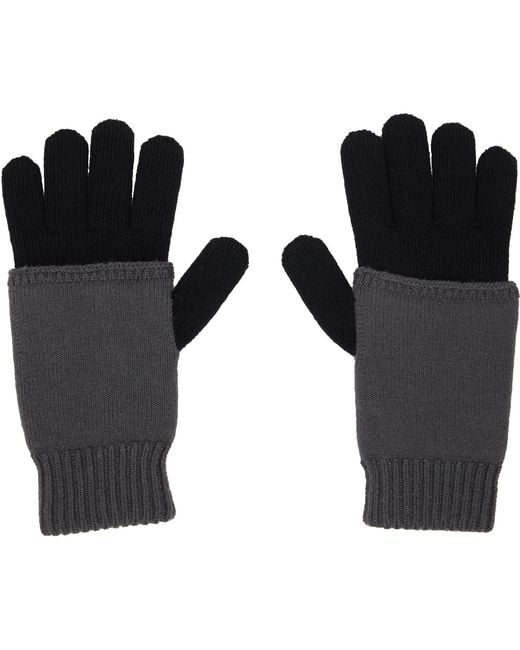 MM6 by Maison Margiela Black Two-Tone Knit Gloves