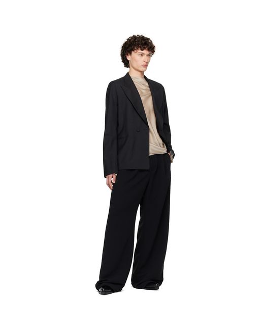AARON ESH Black D Breasted Wool Blazer for men