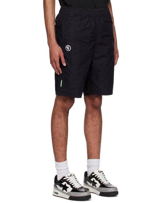 Aape By A Bathing Ape Black Camouflage Reversible Shorts for men