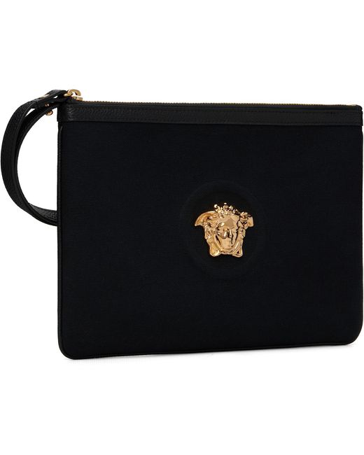 Versace Black 'La Medusa' Canvas Pouch