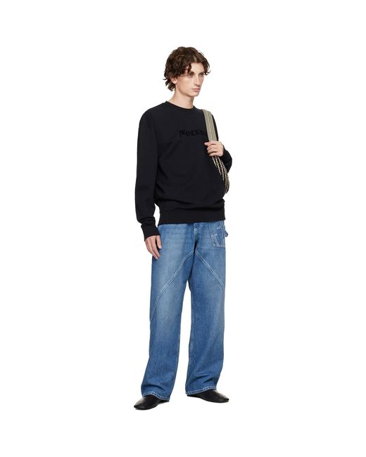 J.W. Anderson Black Logo Embroidery Sweatshirt for men