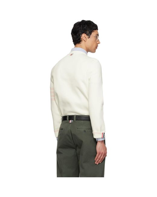 Thom Browne Multicolor Off- Milano Stitch-Bar Sweatshirt for men