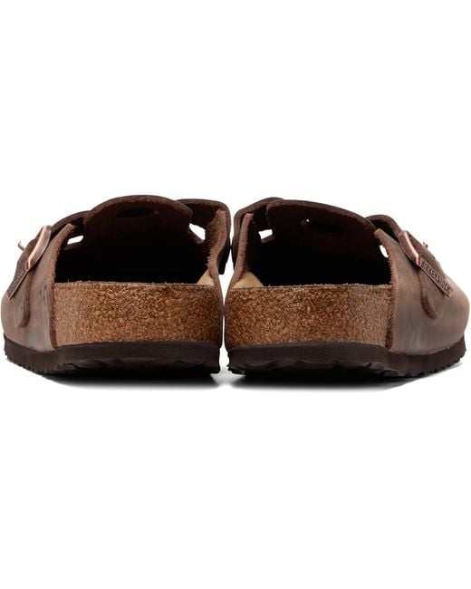 Birkenstock Brown Regular Boston Soft Footbed Oiled Leather Loafers for men