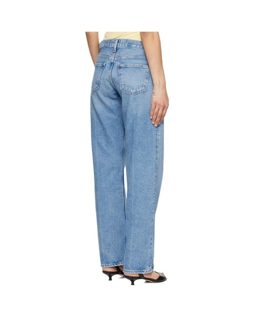 Agolde Blue Low Rise Loose Jeans