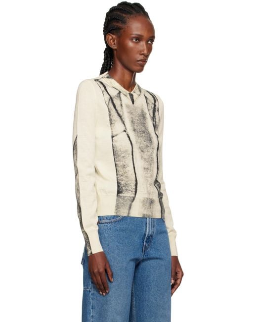 MM6 by Maison Martin Margiela Blue Off- Folded Printed Gauge 14 V-Neck Sweater