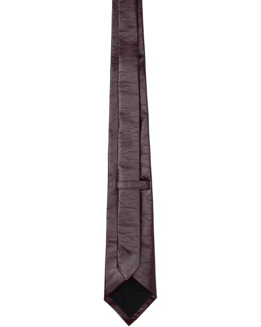 Bottega Veneta Black Burgundy Shiny Leather Tie for men