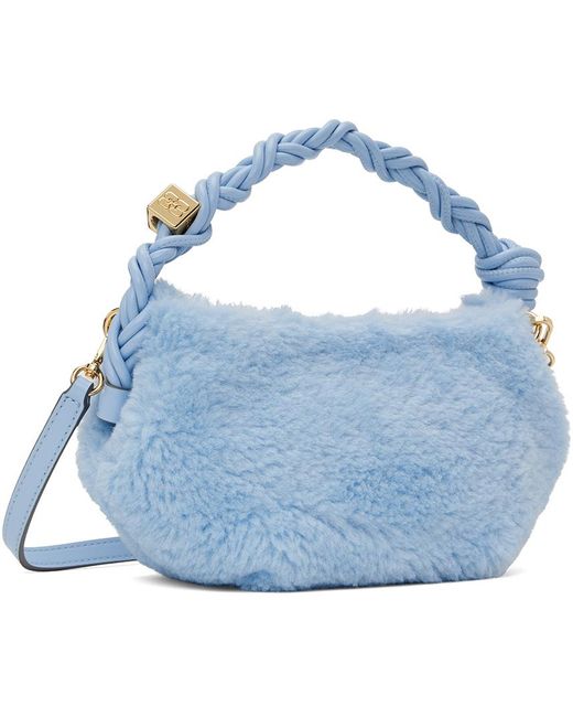 Ganni Blue Mini Bou Faux-fur Crossbody Bag