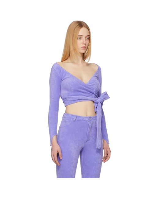 Maisie Wilen Purple Terrycloth Dramady Cardigan