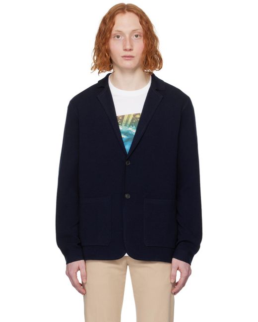 Paul Smith Blue Navy Notched Lapel Jacket for men