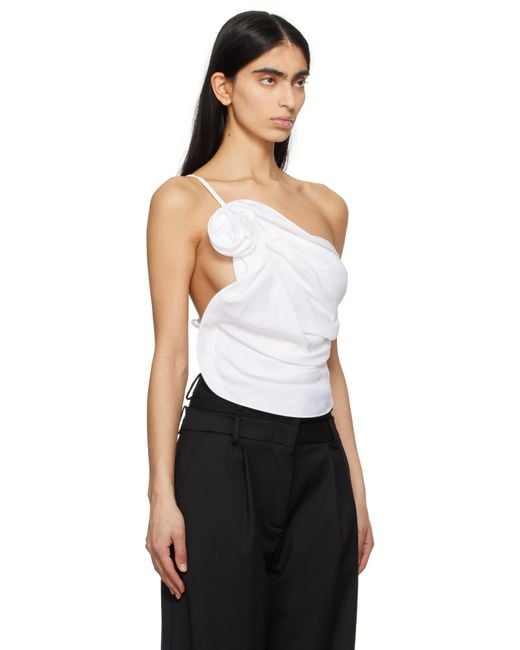 Magda Butrym ホワイト ドレープ ワンショルダー トップス White