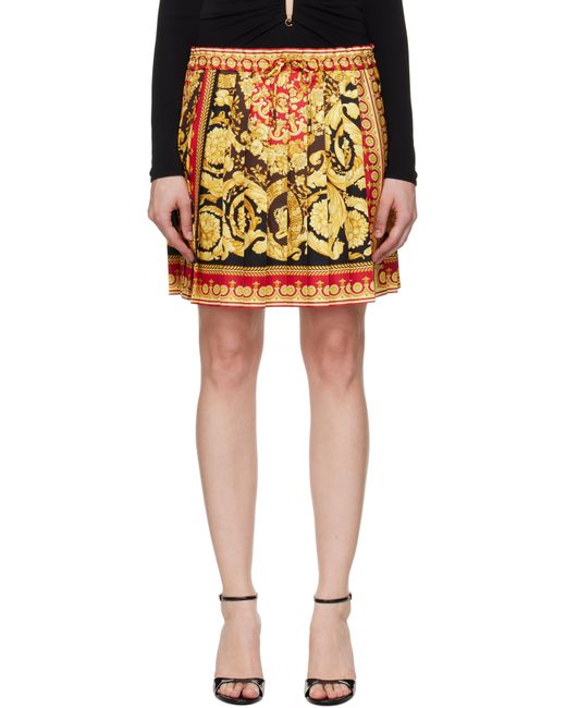 Minijupe De Style Foulard 92 Jaune Et Rouge En Soie À Motif Barocco Versace en coloris Yellow