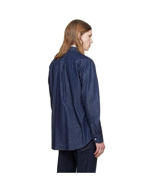 DSquared² Blue Wet & Dry Wash Denim Biker Shirt for men