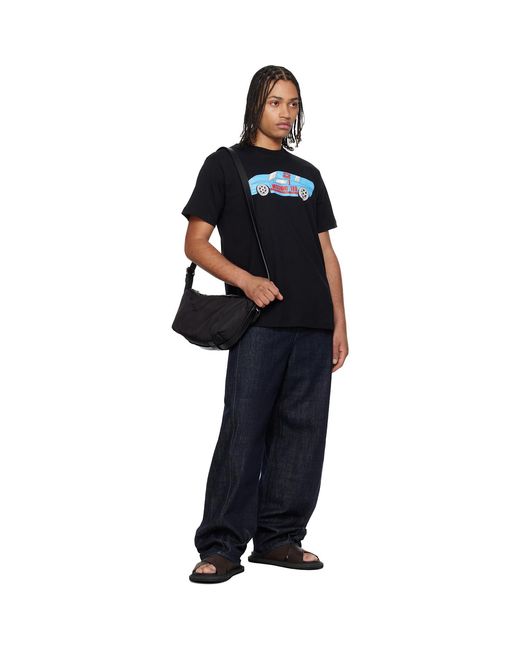 Moschino Black Calfskin Sandals for men