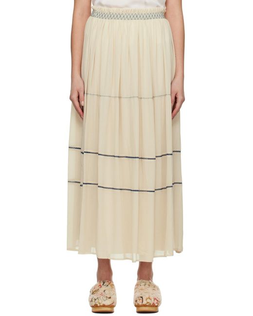 See By Chloé Natural Off-white Embroidered Maxi Skirt