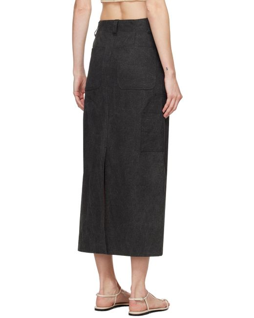 Auralee Black Faded Midi Skirt