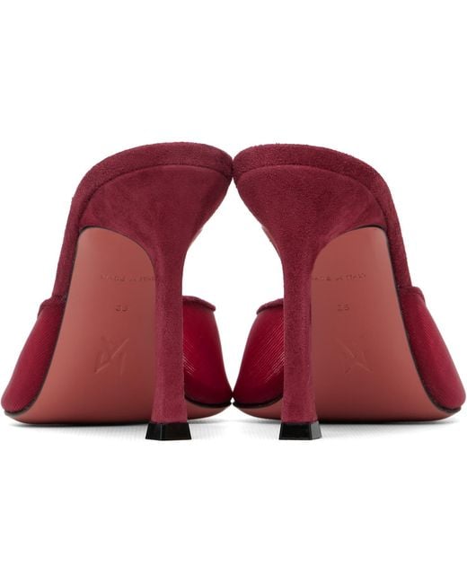 AMINA MUADDI Red Alexa 95 Mesh Slipper Heeled Sandals
