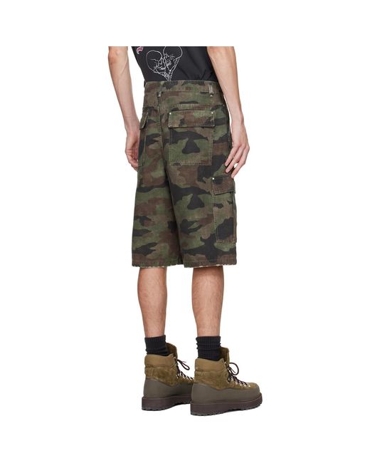 Represent Green Cargo Shorts for men