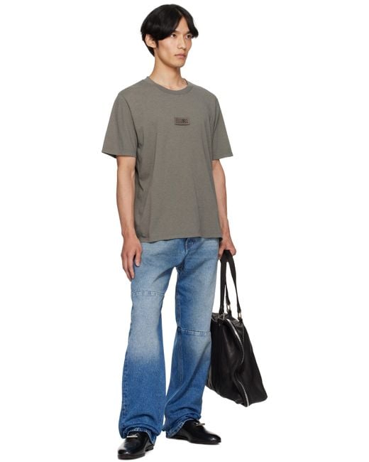 MM6 by Maison Martin Margiela Black Taupe Logo Patch T-Shirt for men