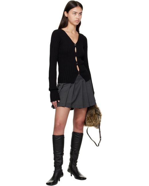 Acne ブラック ボタンアップ リブ カーディガン Black