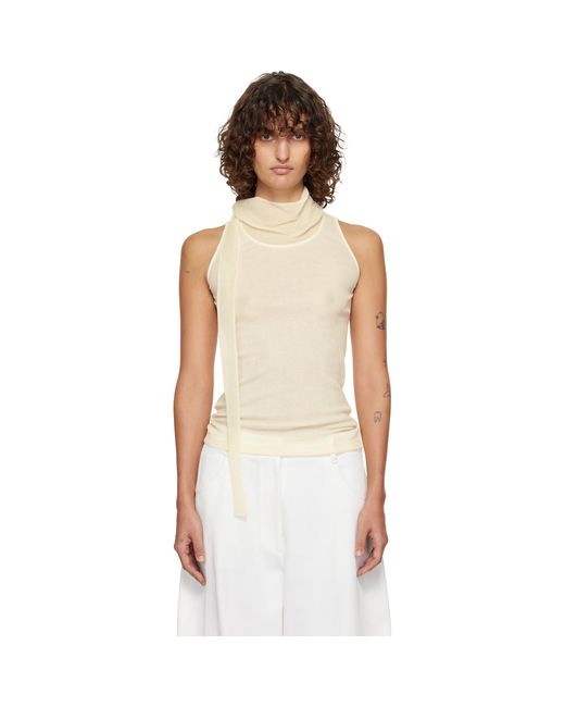 LE17SEPTEMBRE White Off- Scarf Sleeveless Jersey Top