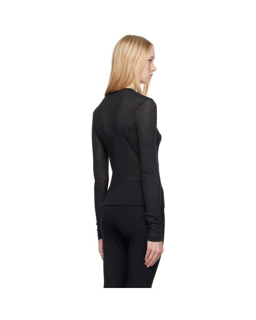Skims Black Sheer Cotton Long Sleeve T-Shirt