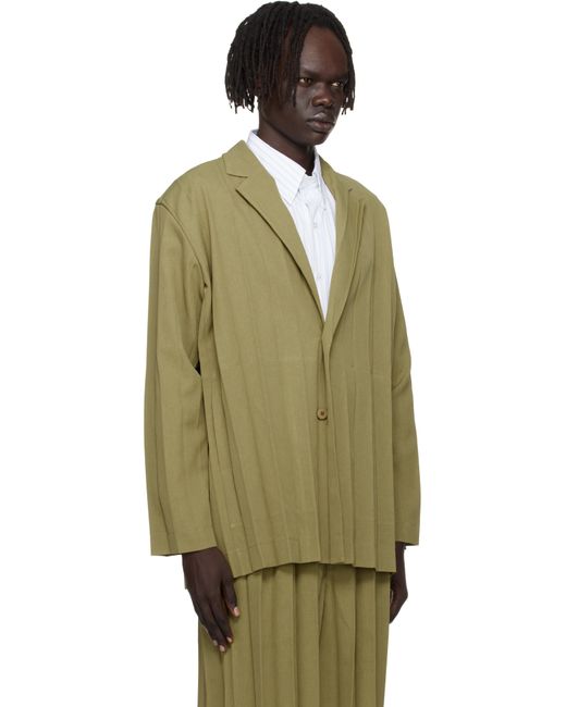 Homme Plissé Issey Miyake Green Khaki Edge Ensemble Blazer for men