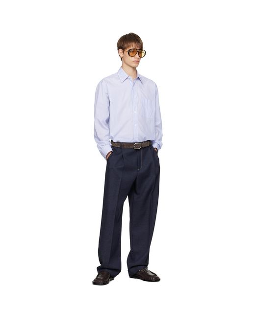 Bottega Veneta White Stripe Cotton Poplin Shirt for men