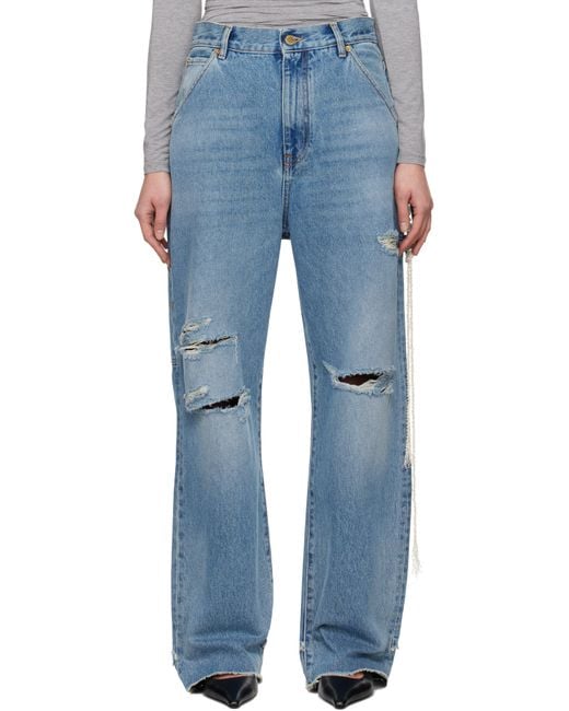 DARKPARK Lisa Chain Adorned Loose Fit Carpenter Jeans in