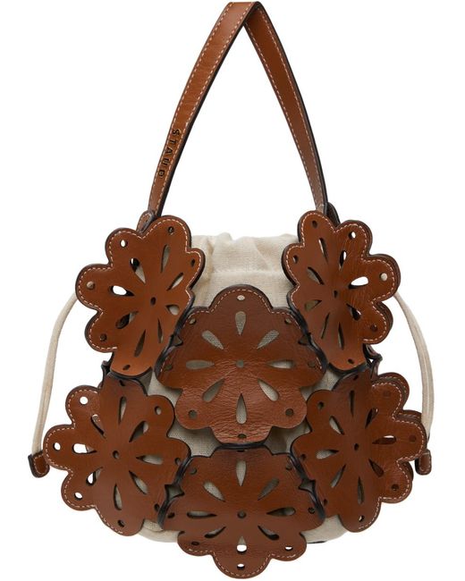 Staud Brown Tan Flora Basket Bag