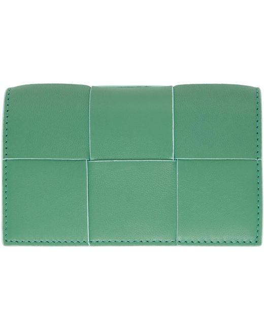 Bottega Veneta Green Intreccio Card Holder