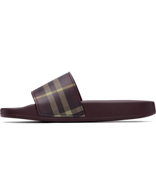 Burberry Brown Burgundy Check Slides