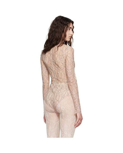 Valentino Brown Floral Lace Bodysuit